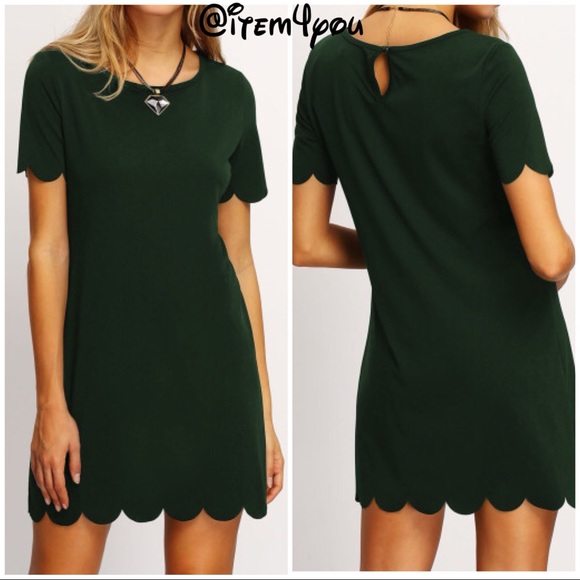 Dresses & Skirts - LAST 2‼️IN STOCK ‼️Dark green back scallop - dress